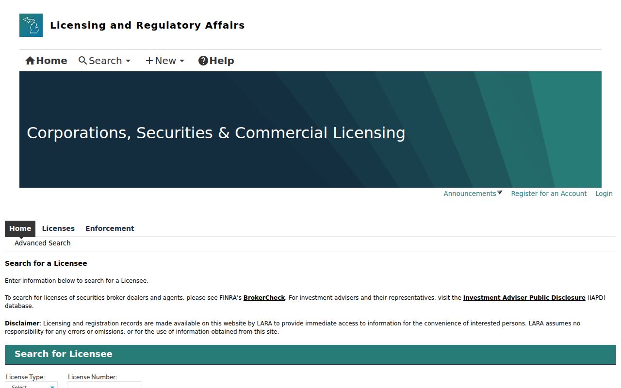 Genoa Township resident lookup view of Michigan MiPLUS license search